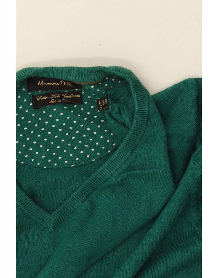 MASSIMO DUTTI Herre V-hals sweater lille grøn bomuld