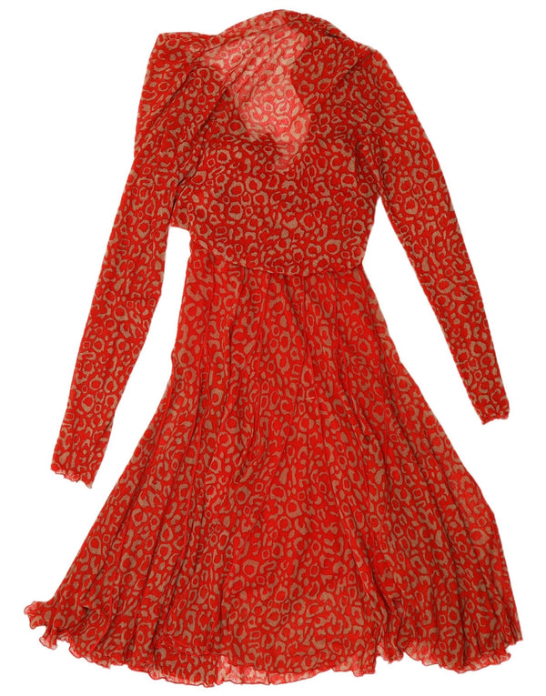 Joseph Ribkoff Womens Long Sleeve Maxi Dress UK 10 Small Red Animal Print