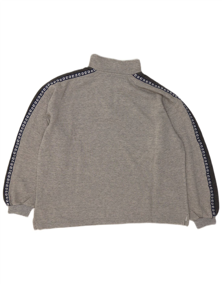 Diadora Herre grafisk sweatshirt med lynlåshals, stor grå farveblok
