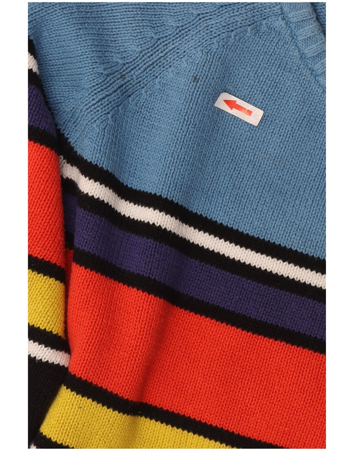 Zara Herre Crew Neck Jumper Sweater Stor Flerfarvet Stribet