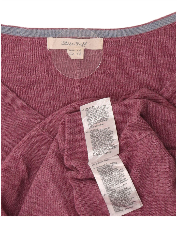 White Stuff Dame V-hals sweater UK 14 Large Pink Bomuld