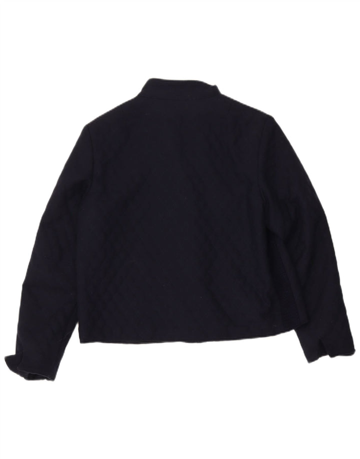 CLEMENTINO Womens 3 Button Quilted Blazer Jacket EU 38 Medium Navy Blue