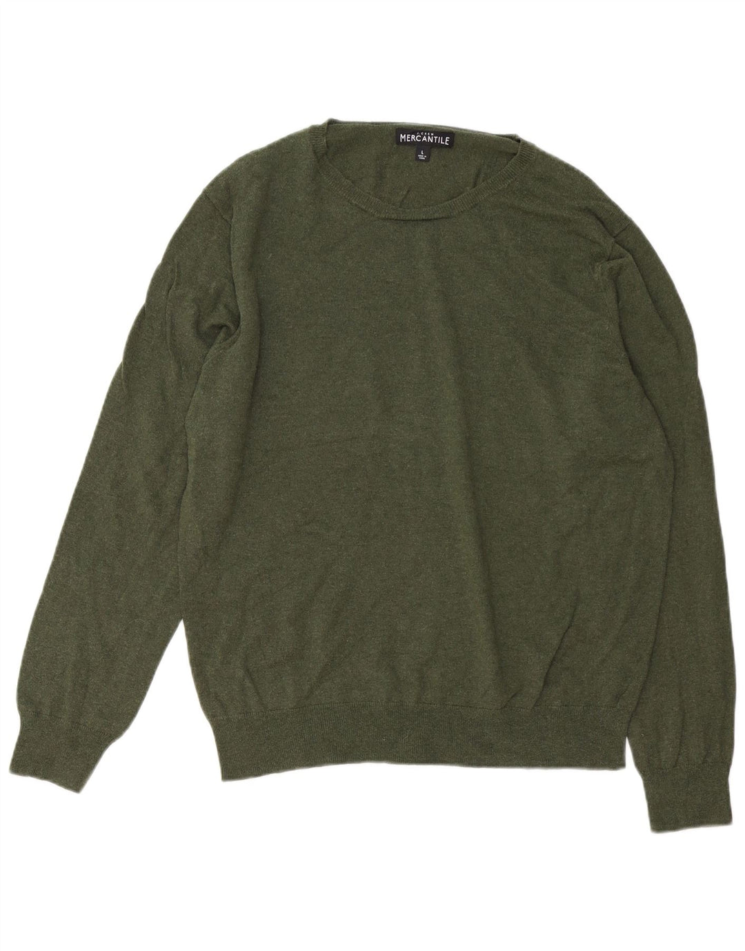 J. CREW Herre Mercantile Crew Neck Jumper Sweater Stor Khaki Bomuld
