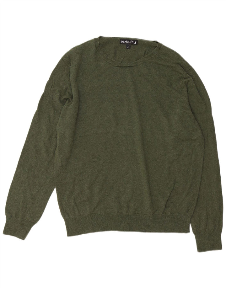 J. CREW Herre Mercantile Crew Neck Jumper Sweater Stor Khaki Bomuld
