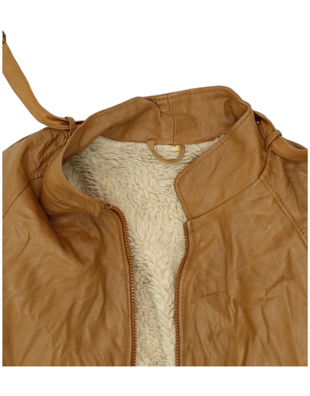 VINTAGE Womens Sherpa Leather Jacket UK 16 Large Brown Vintage Vintage and Second-Hand Vintage from Messina Hembry 