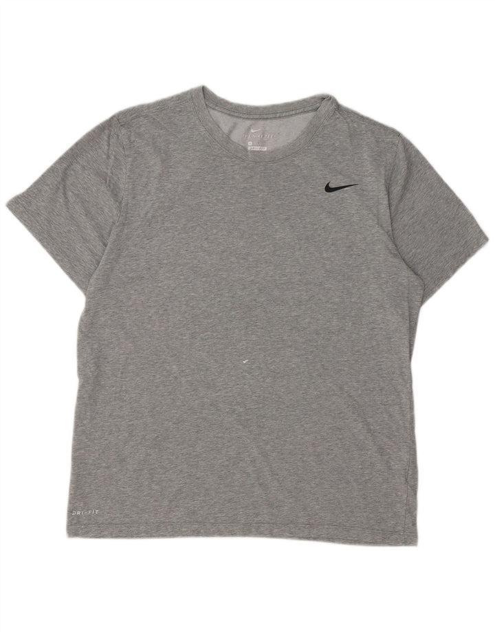 Nike Herre Dri Fit T-shirt Top Stor grå Flecked Bomuld