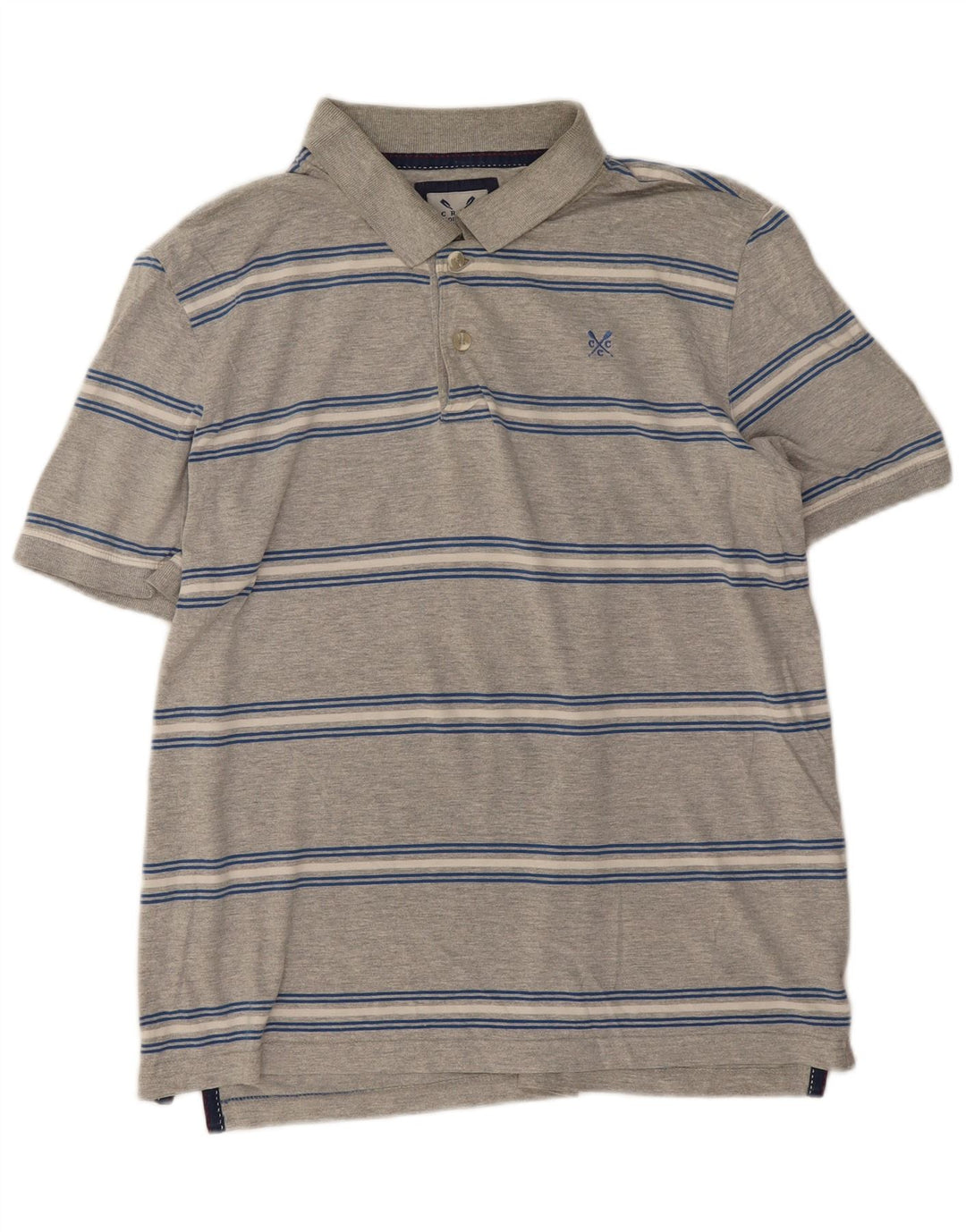 Besætningsbeklædning Herre poloshirt mellemgrå stribet bomuld