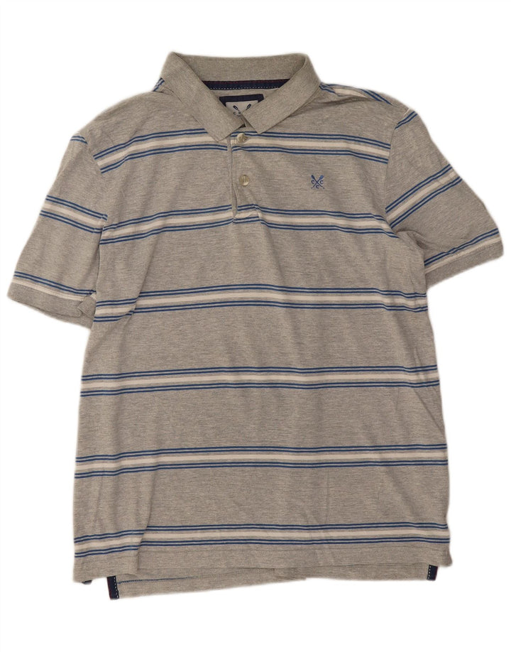 Besætningsbeklædning Herre poloshirt mellemgrå stribet bomuld