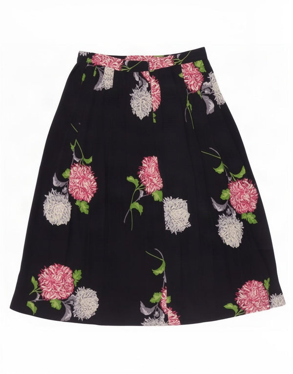 Vintage dame A-line nederdel Medium W28 Navy Blue Floral