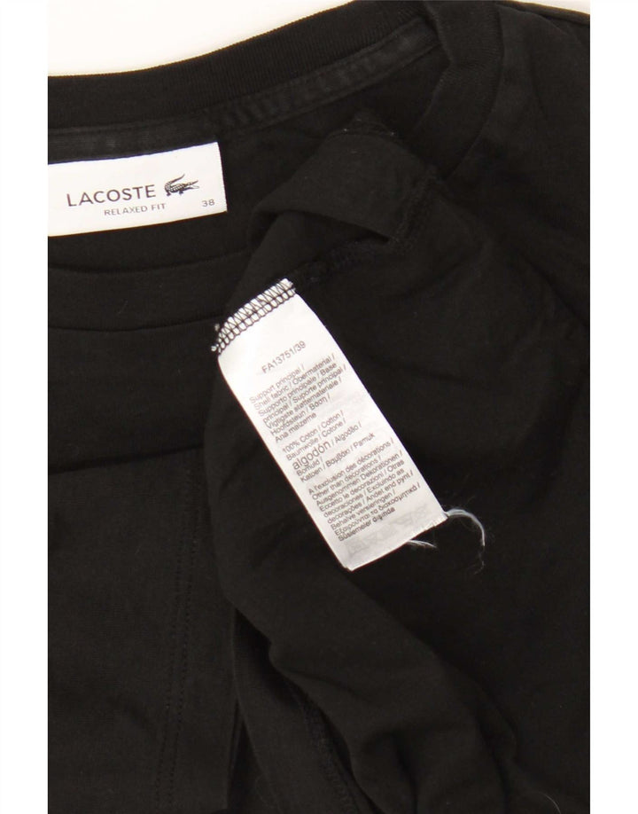 Lacoste Dame Relaxed Fit T-Shirt Top Størrelse 38 Medium Sort Bomuld