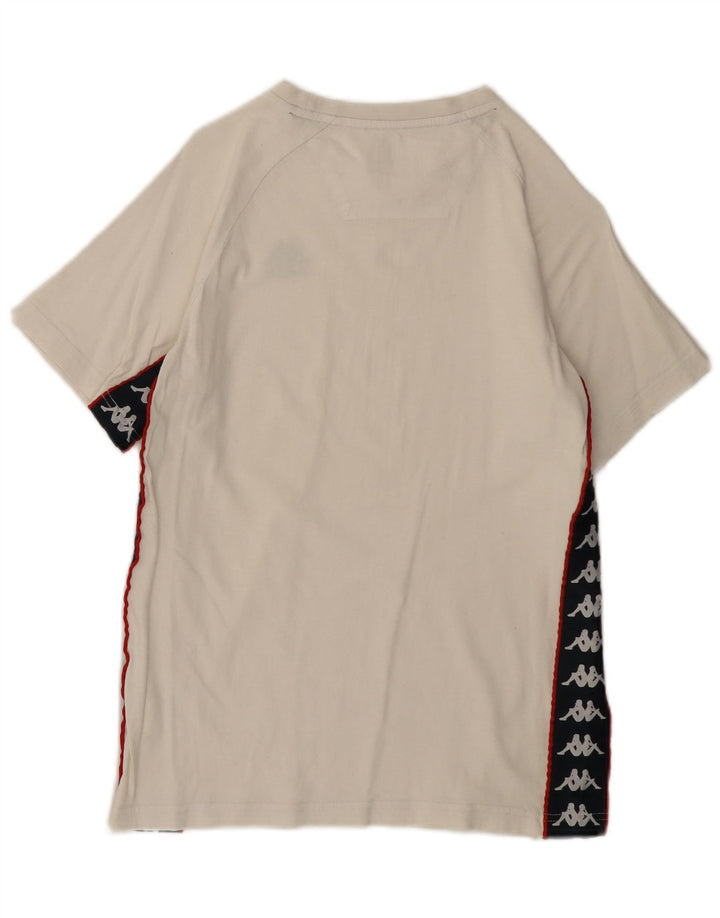 Kappa Herre grafisk T-shirt Top Lille Off White Bomuld