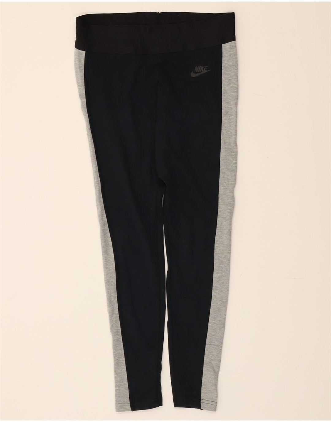 NIKE Womens Leggings UK 10 Small  Black Colourblock Cotton Vintage Nike and Second-Hand Nike from Messina Hembry 