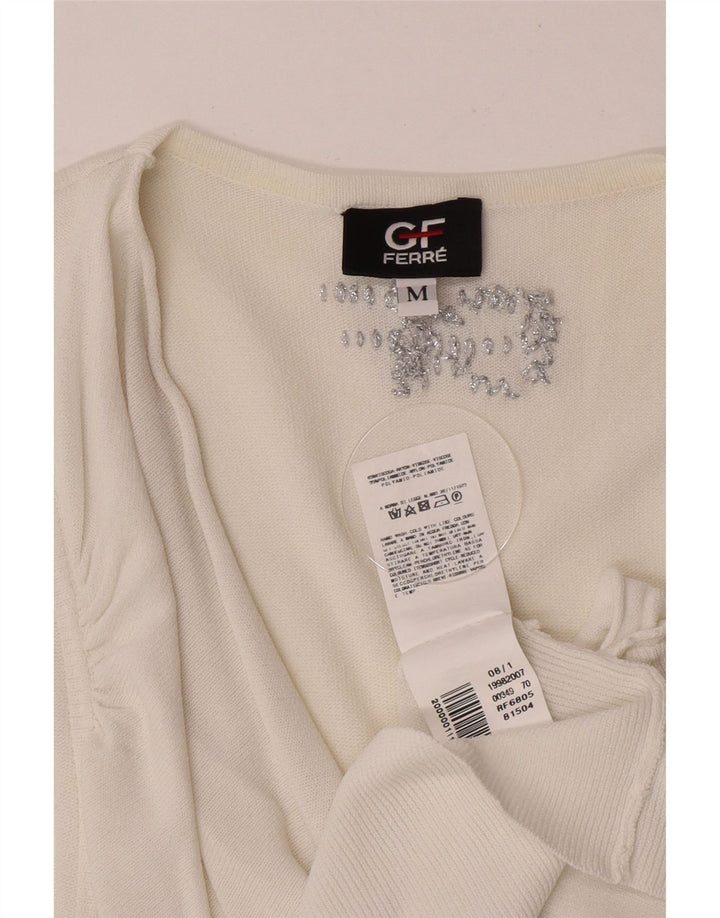 Gianfranco Ferre Dame ærmeløs bluse Top UK 12 Medium White Viscose