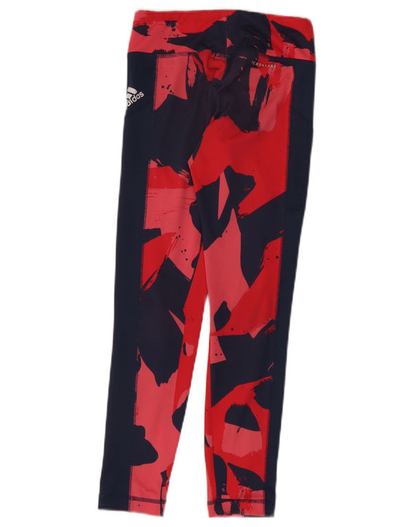 Adidas Girls Aeroready Leggings 9-10 Years  Navy Blue Tie Dye Polyester