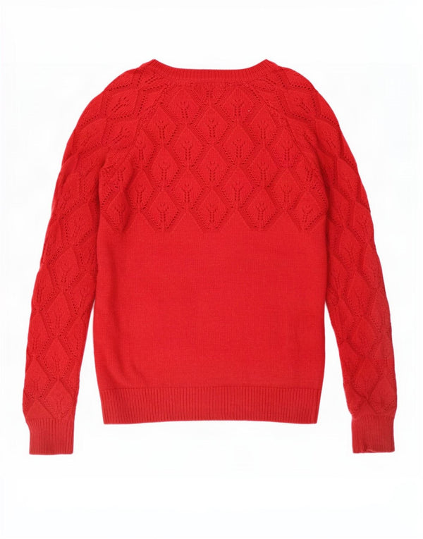Crew Tøj Dame Crew Neck Jumper Sweater UK 8 Small Burgundy Acryl