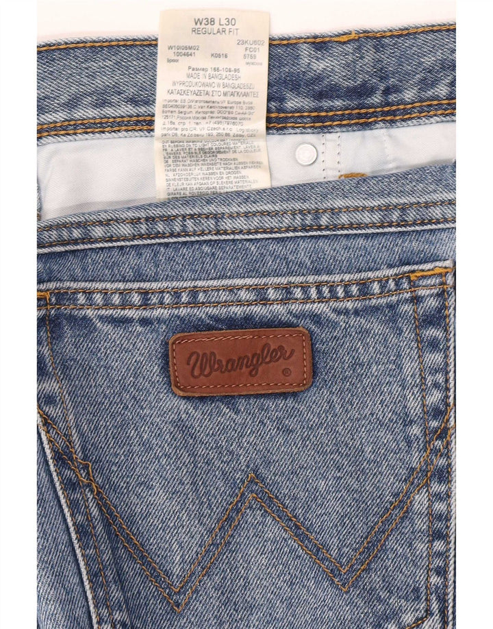Wrangler Herre Regular Fit Straight Jeans W38 L30 Blå Bomuld