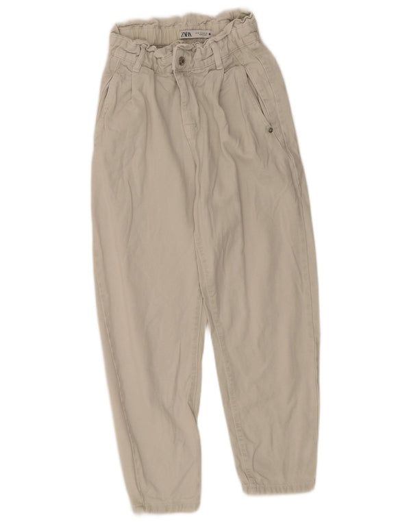 Zara Dame Højtalje Capri Tapered Jeans EU 34 2XS W24 L22 Beige Bomuld