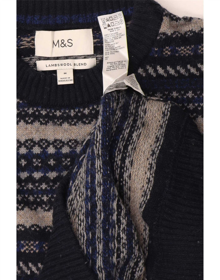 Marks & Spencer Herretrøjetrøje med rund hals mellem marineblå Fair Isle