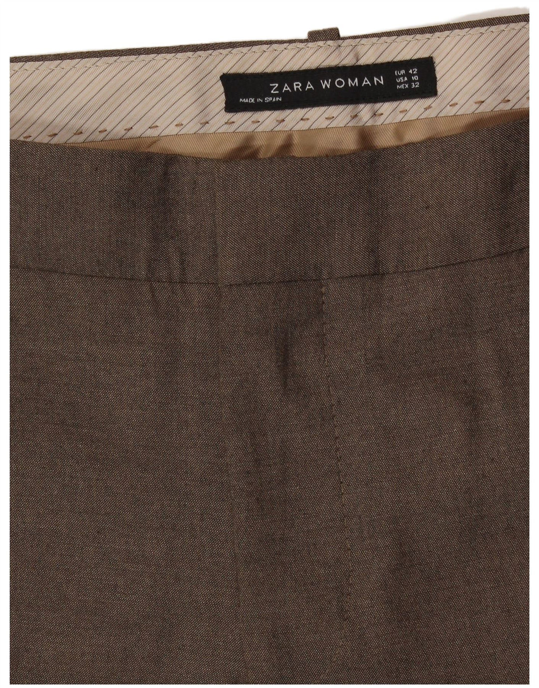 ZARA Womens Straight Chino Trousers EU 42 Large W32 L31 Brown Polyester