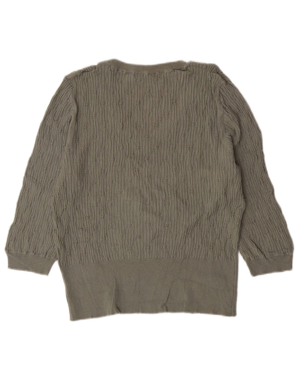 MARKS & SPENCER Dame 3/4-ærmet V-hals sweater UK 16 Large Green