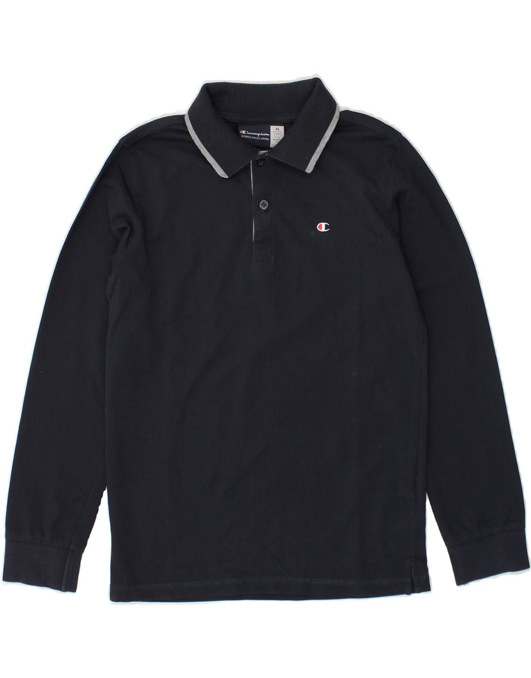 CHAMPION Boys Long Sleeve Polo Shirt 9-10 Years Medium  Navy Blue Cotton | Vintage Champion | Thrift | Second-Hand Champion | Used Clothing | Messina Hembry 