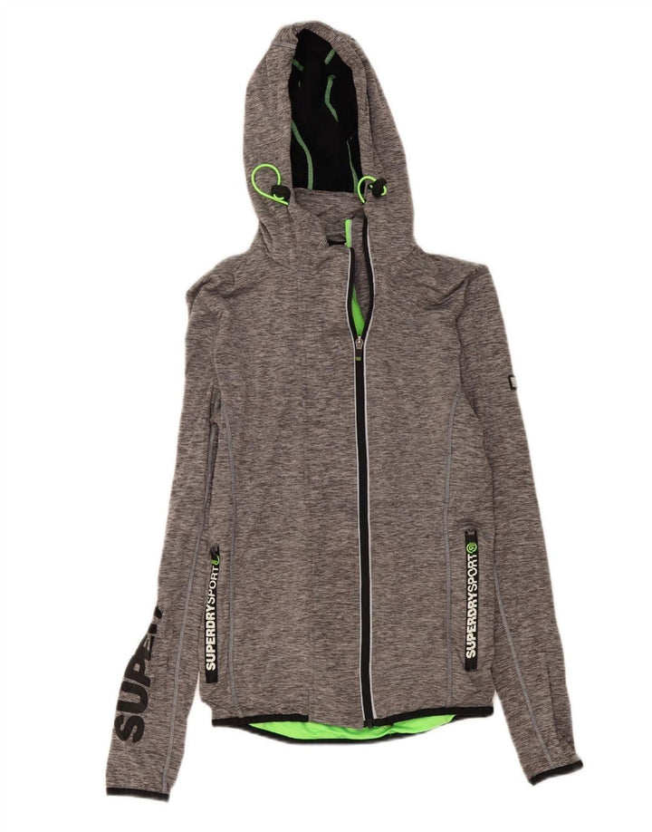 Superdry Grafisk træningsdragt med hætte til mænd, lille jakke, grå flækket