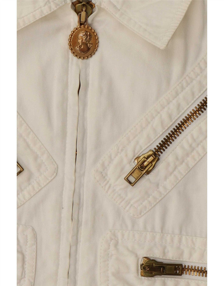 Moschino Womens Bomber Jacket UK 12 Medium Off White Bomuld