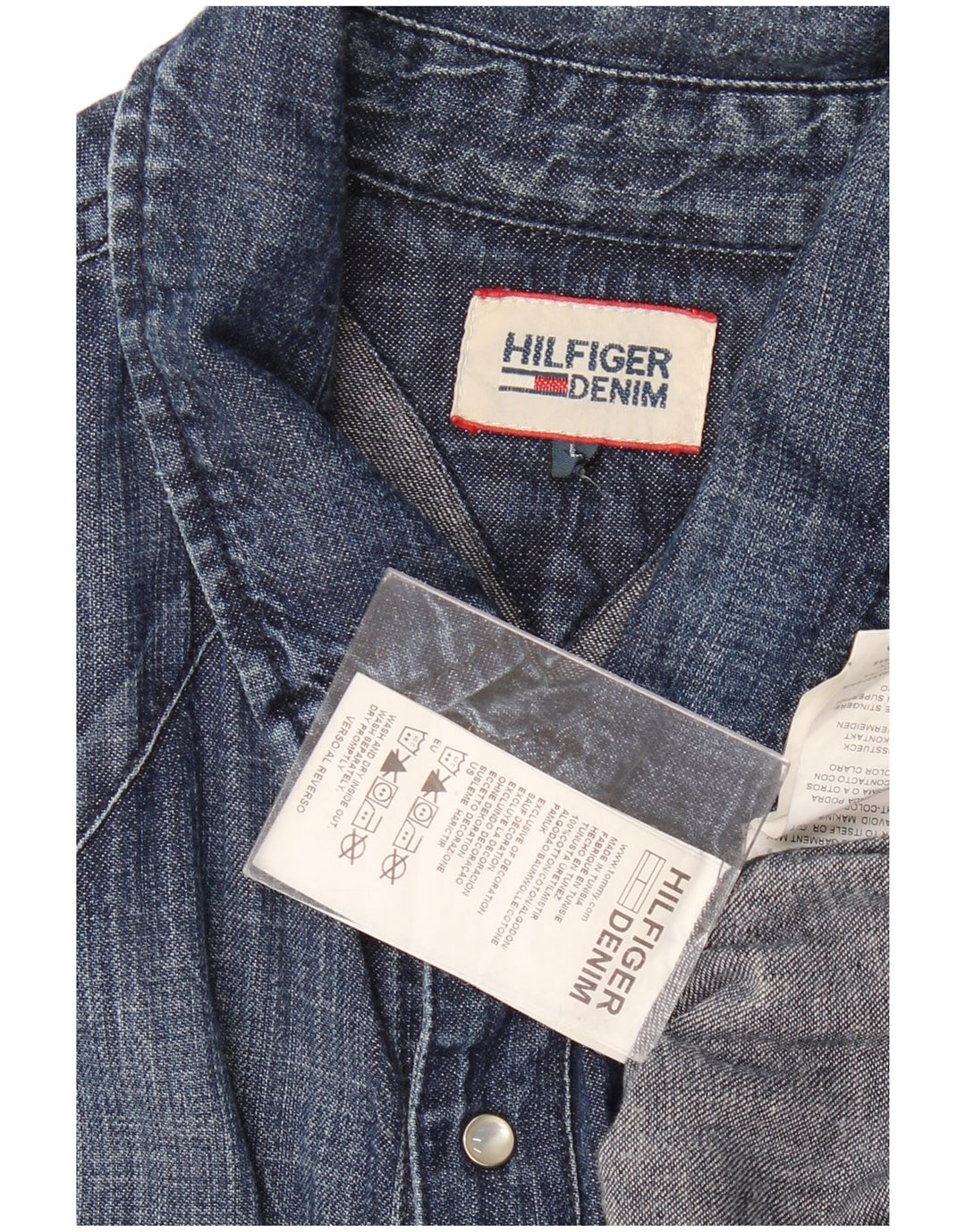 TOMMY HILFIGER Denimskjorte til mænd Stor marineblå bomuld
