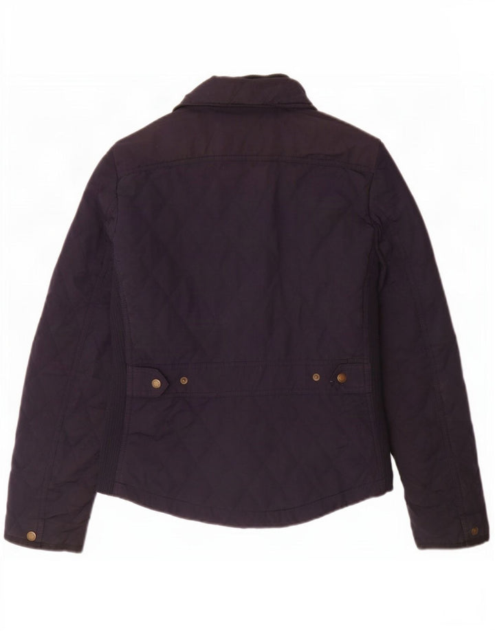 Massimo Dutti Dame Quiltet Jakke UK 12 Medium Navy Blue Polyester