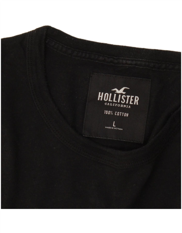 Hollister Herre grafisk top langærmet stor sort bomuld