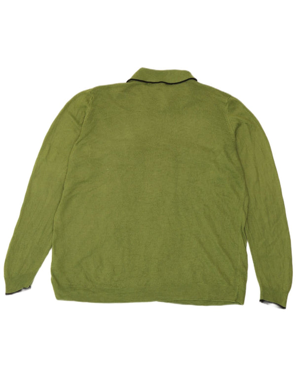 Marks & Spencer Dame Polo Neck Jumper Sweater UK 20 2XL Grøn Akryl