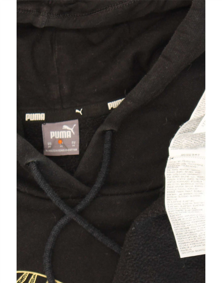 Puma Herre Grafisk Oversized Hoodie Jumper UK 14 Medium Sort Bomuld