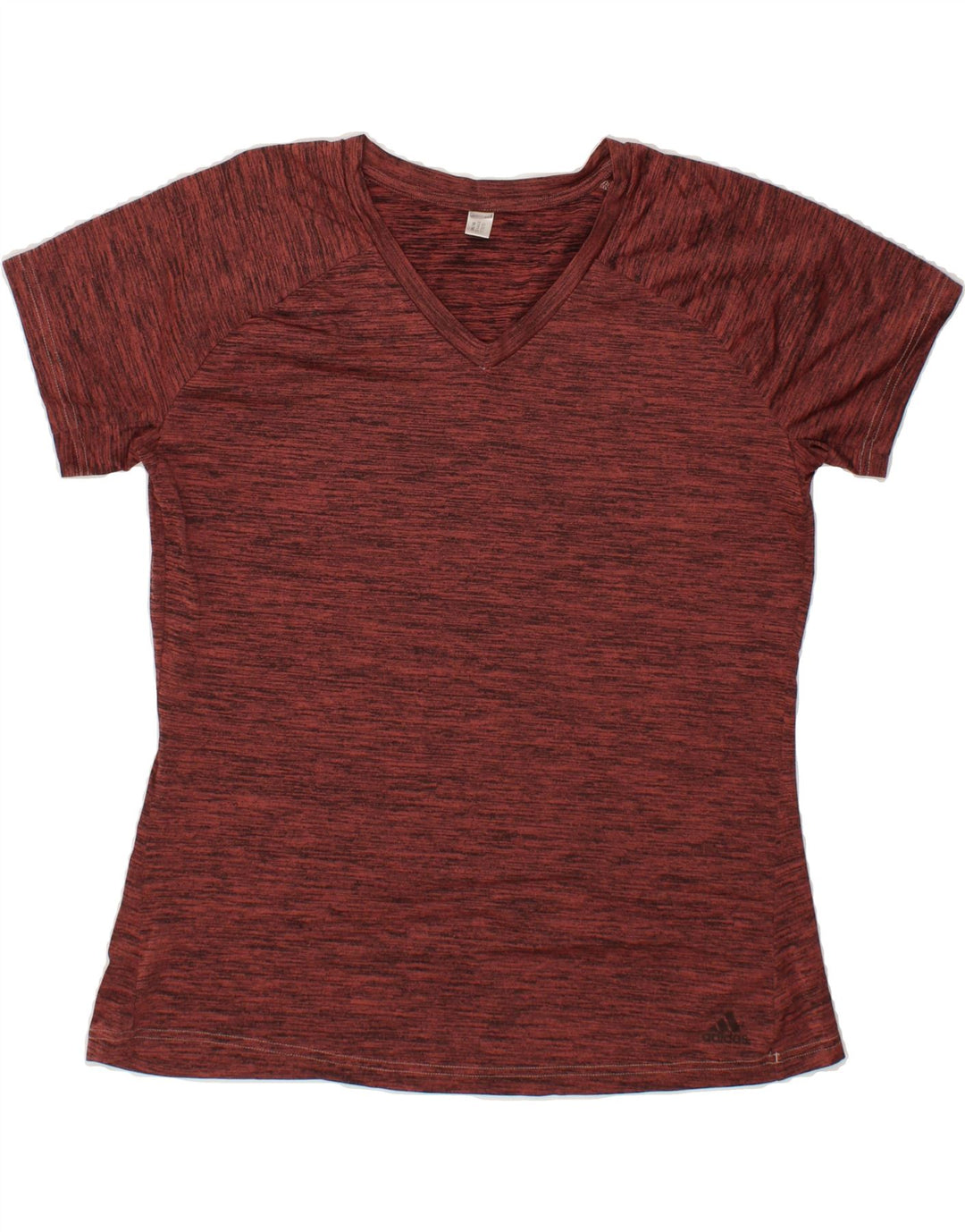 ADIDAS Womens T-Shirt Top UK 14 Medium Maroon Flecked Vintage Adidas and Second-Hand Adidas from Messina Hembry 