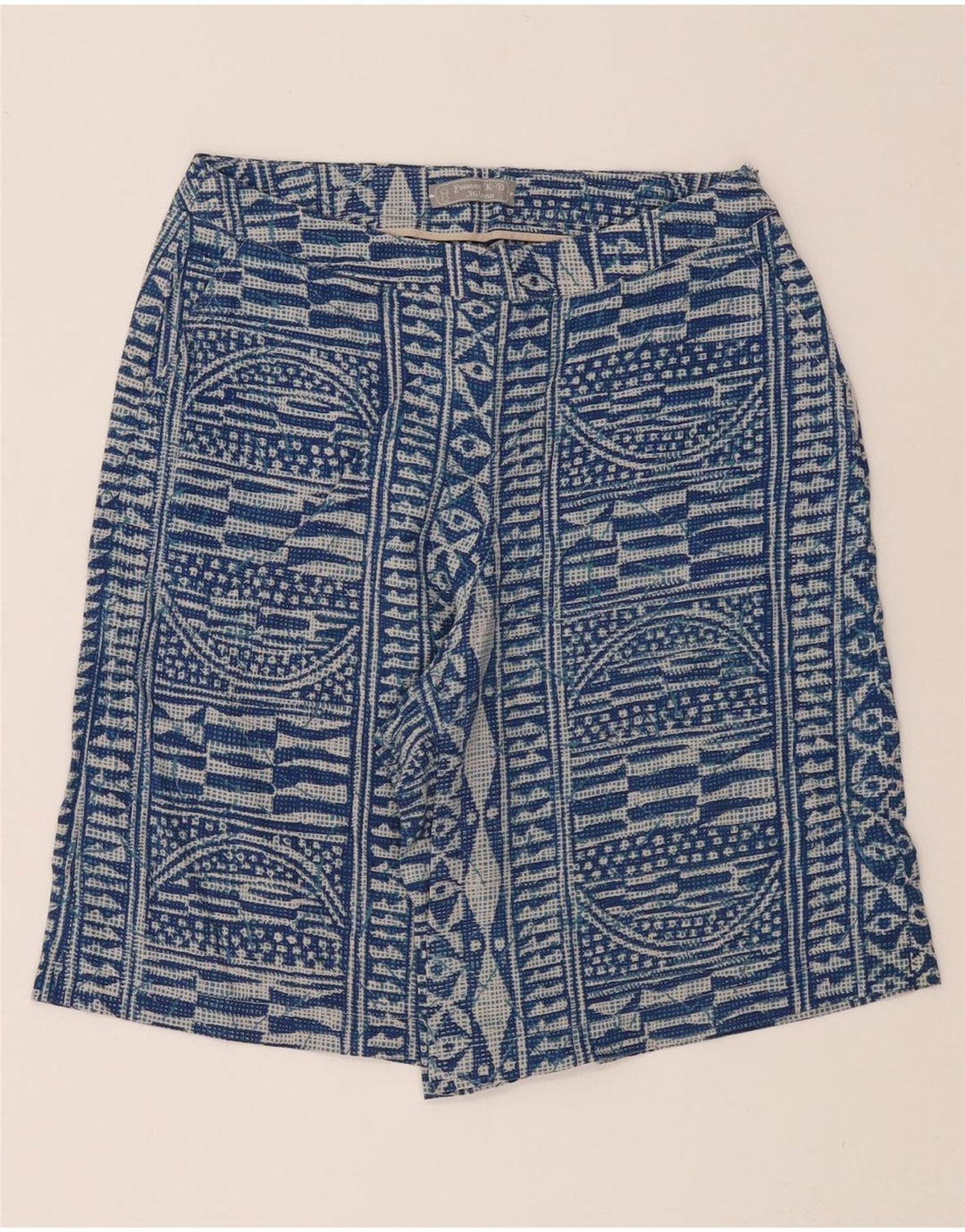 VINTAGE Womens Casual Shorts W28 Medium Blue Geometric Cotton Vintage Vintage and Second-Hand Vintage from Messina Hembry 
