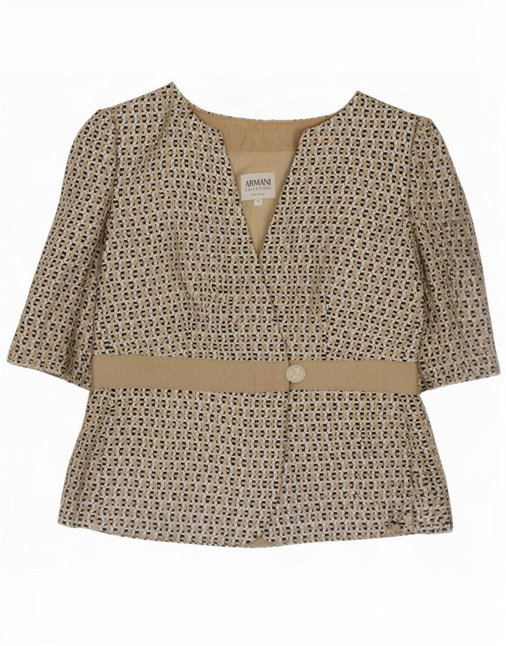 Armani Collezioni Dame Kortærmet Blazer Jacket IT 42 Medium Beige