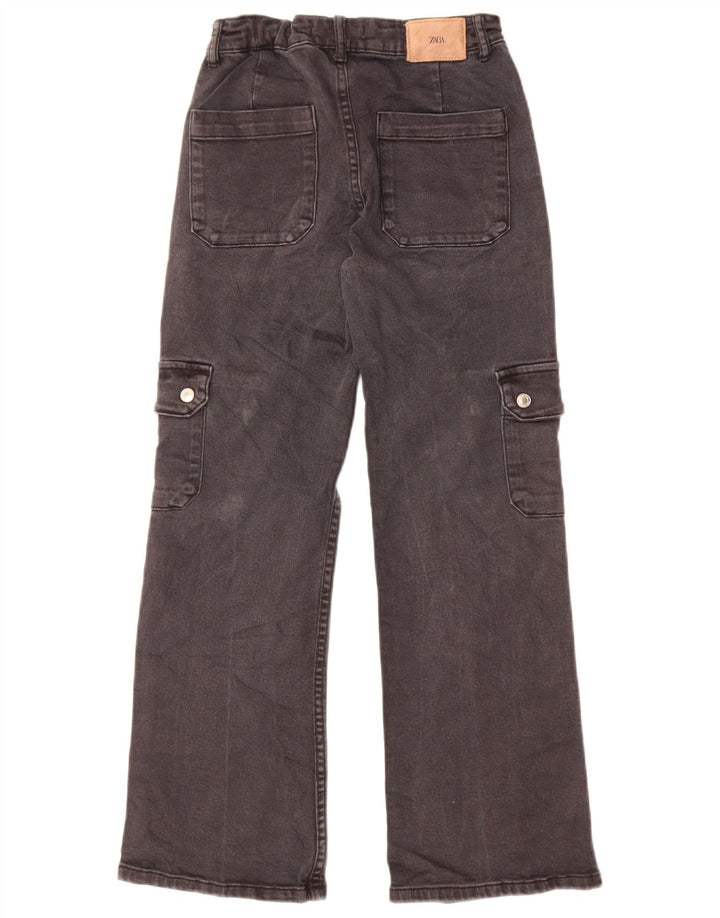 Zara Girls Cargo Wide Leg Jeans 11-12 År W24 L26 Grå
