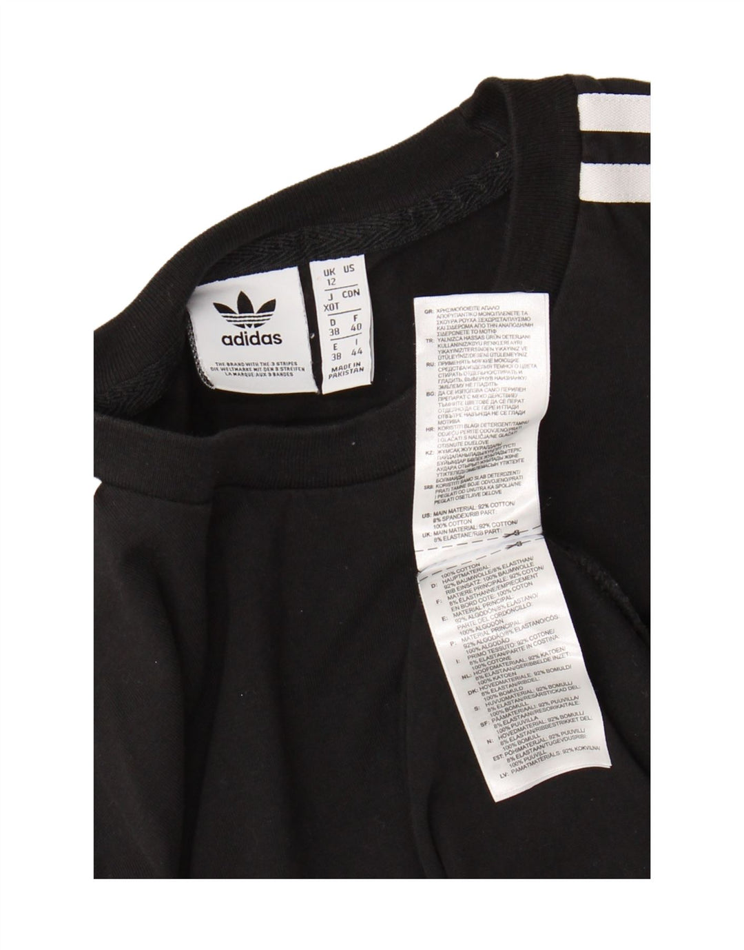 ADIDAS Dame Top Langærmet UK 12 Medium Sort Bomuld