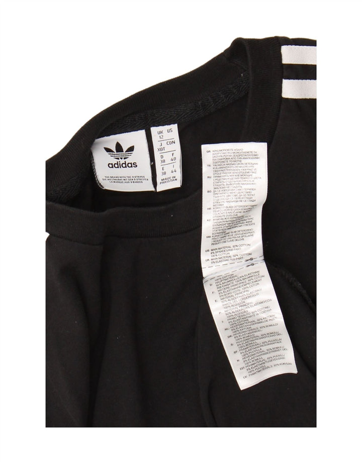 ADIDAS Dame Top Langærmet UK 12 Medium Sort Bomuld