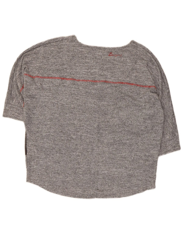 Desigual Womens Grafisk Top 3/4 ærme UK 14 Medium Grå Geometrisk