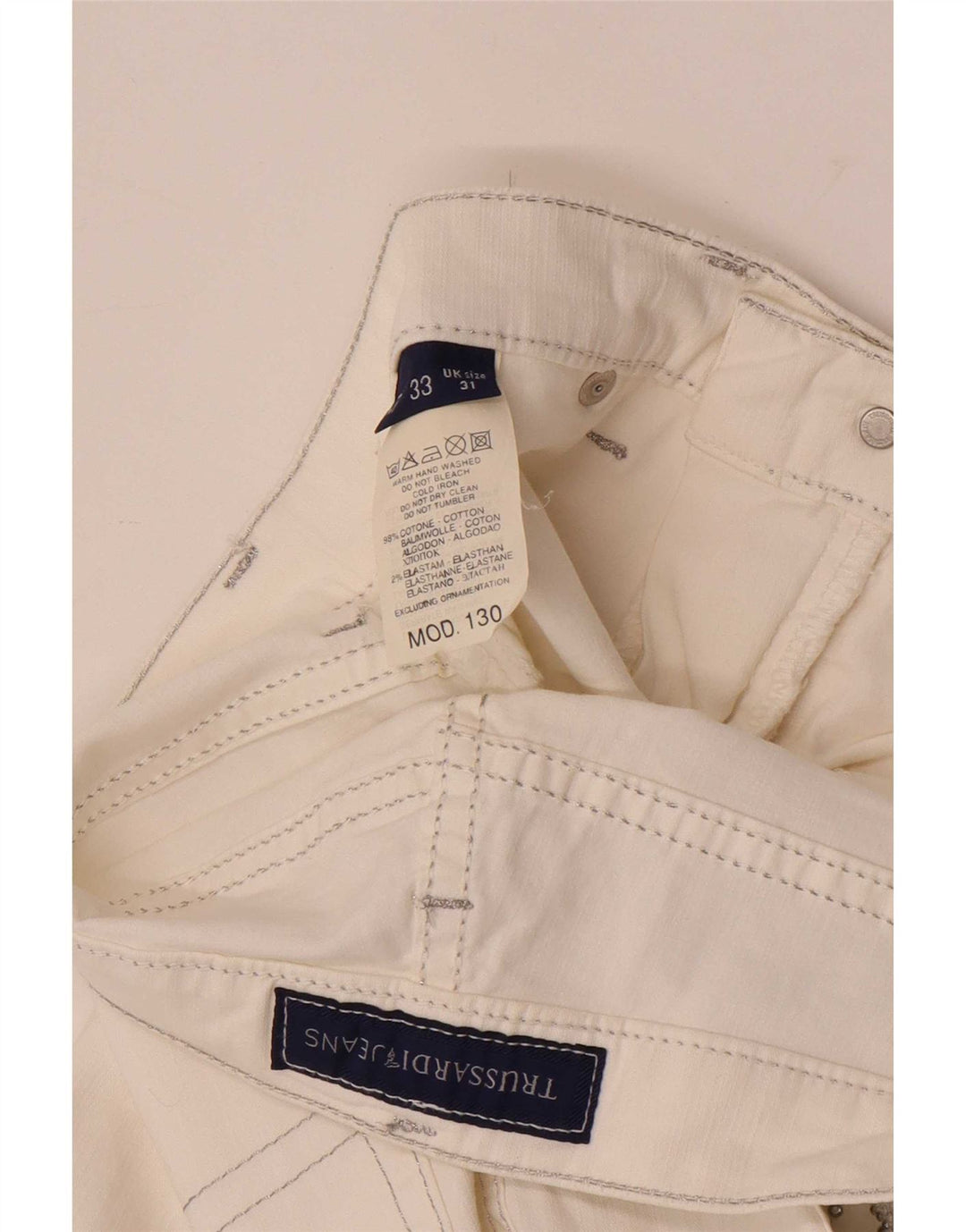 Trussardi Dame Bootcut Jeans W31 L30 Hvid Bomuld