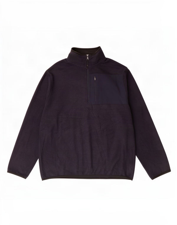 Marks & Spencer Mens Fleece Jumper Large Navy Blue Polyester
