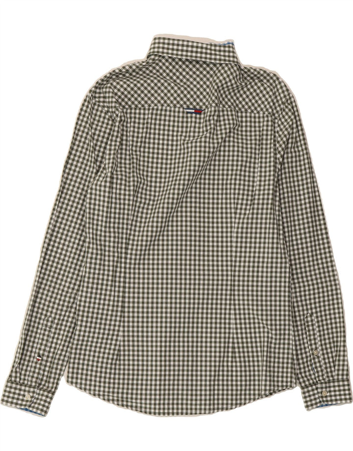 TOMMY HILFIGER Mens Slim Fit Shirt Large Green Gingham Cotton Vintage Tommy Hilfiger and Second-Hand Tommy Hilfiger from Messina Hembry 