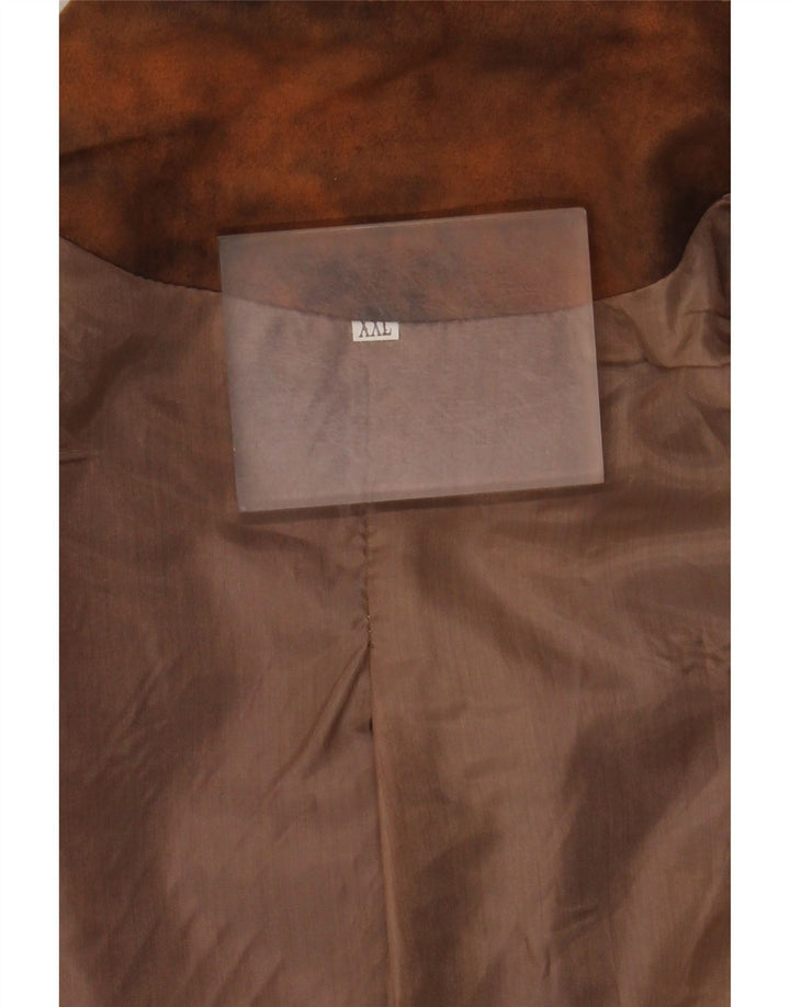 Vintage herre lædervest 2XL brun slipsfarve