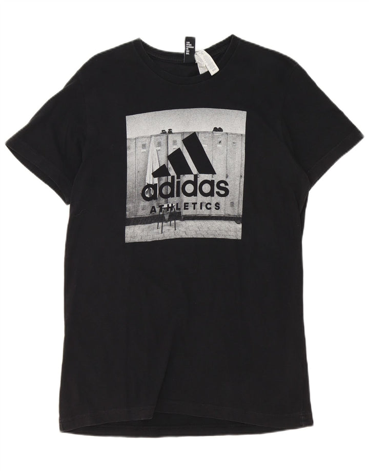 Adidas Herre grafisk T-shirt Top Medium Sort Bomuld