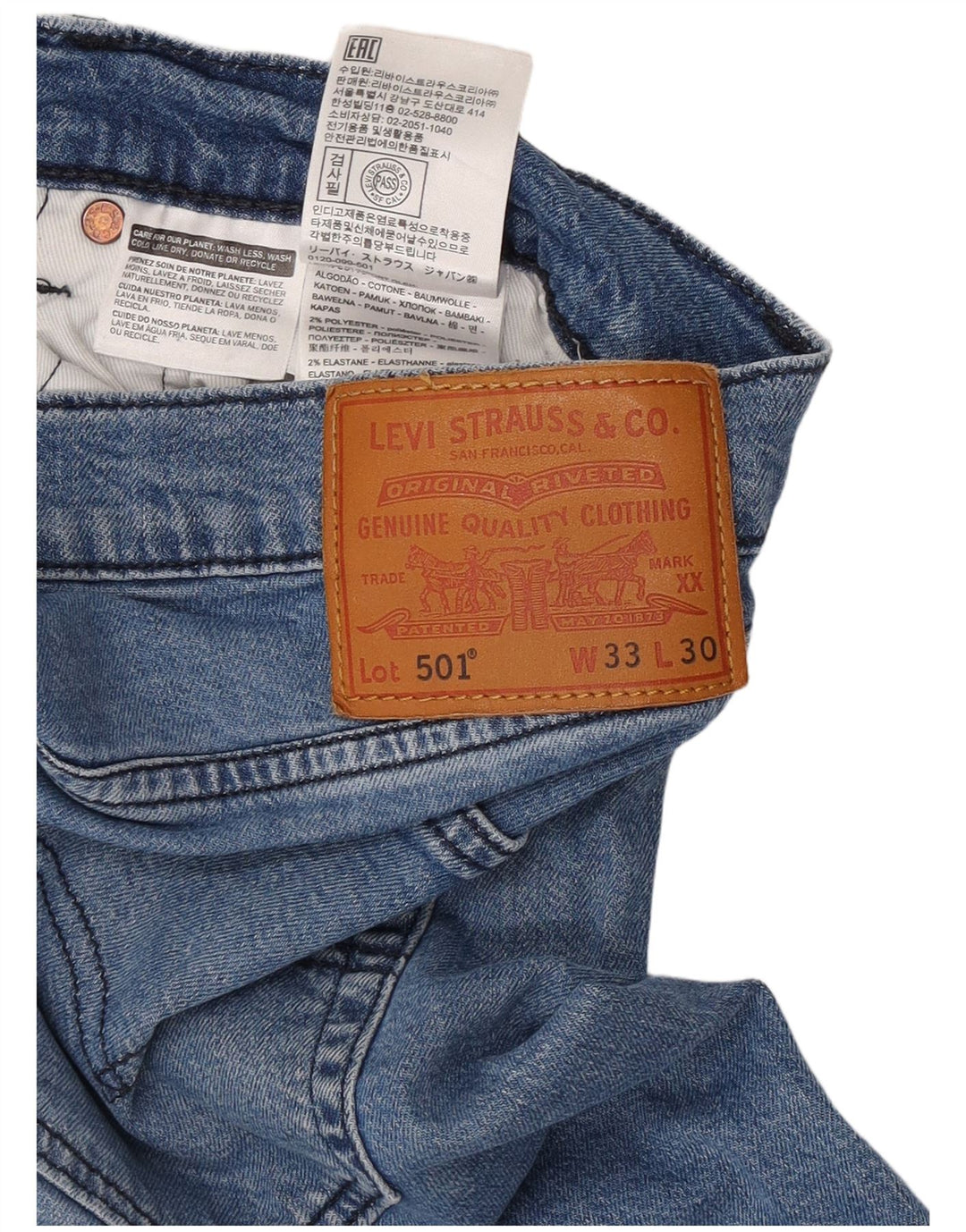Levi's Dame 501 Straight Jeans W33 L30 Blå Bomuld
