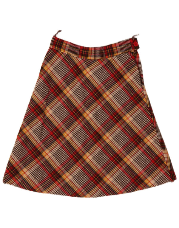 Vintage A-line nederdel til kvinder W30 medium brun ternet