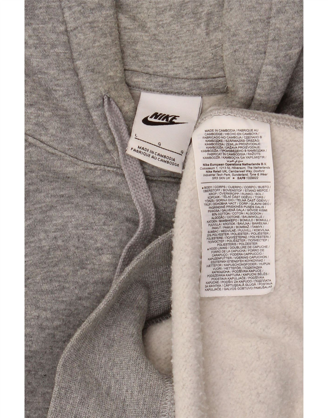 NIKE hættetrøje til mænd, stor grå bomuld