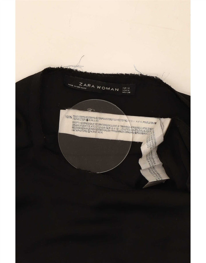 Zara Dame Ærmeløs Basic Kjole UK 14 Medium Sort Polyester