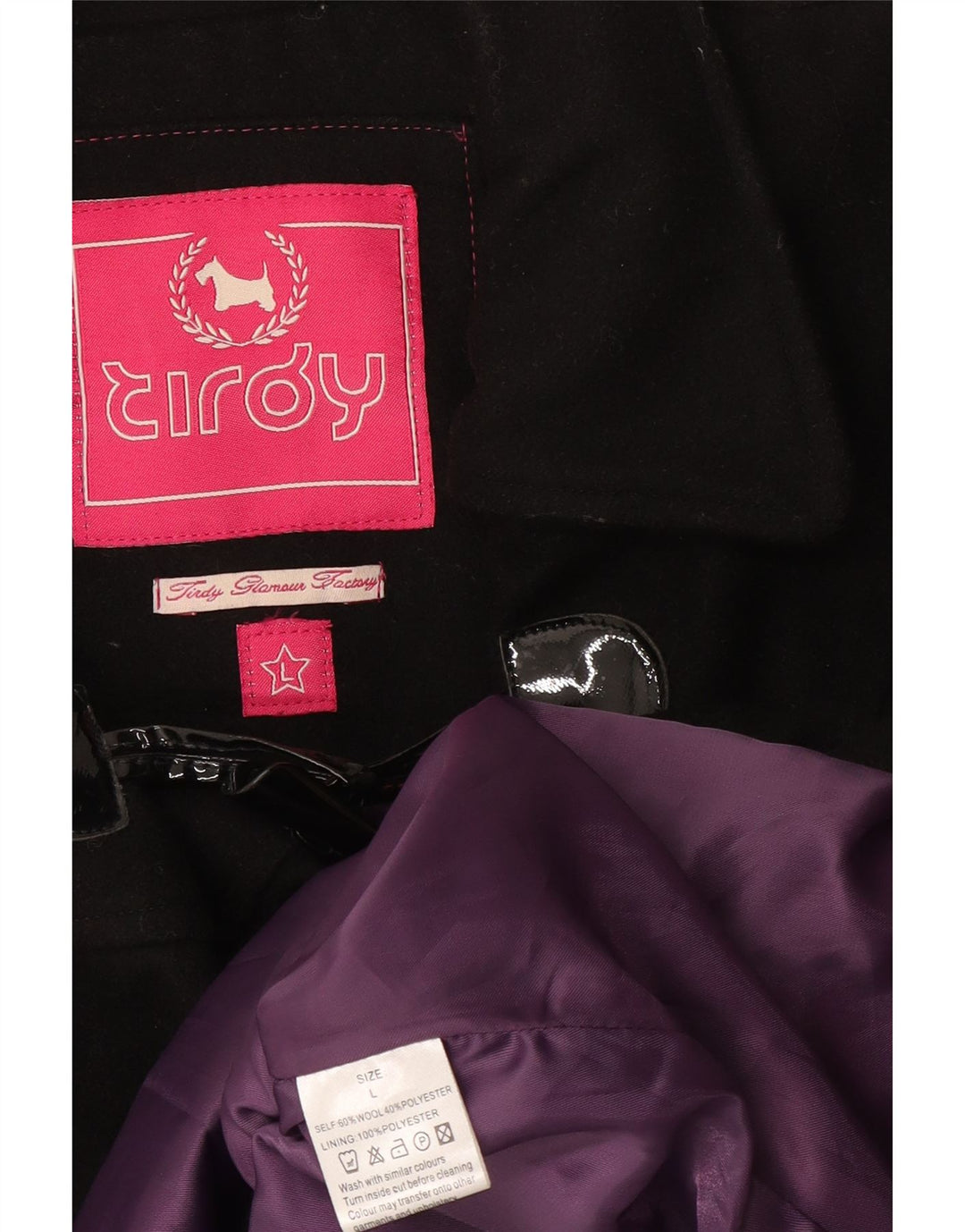 Tirdy Womens Duffle Coat UK 16 Large Black Wool