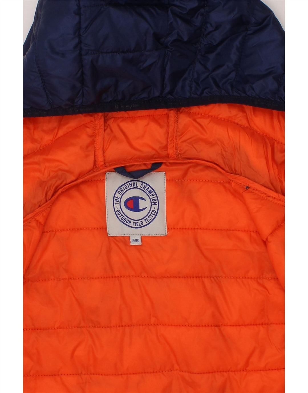CHAMPION Boys Hooded Padded Gilet 9-10 Years Navy Blue Vintage Champion and Second-Hand Champion from Messina Hembry 